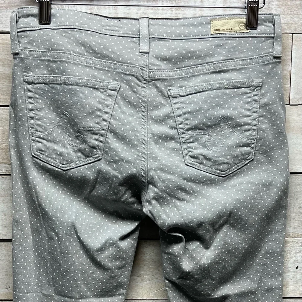 AG Adriano Goldschmied Jeans Womens 27 Stevie Ankle Slim Straight Gray Polka Dot